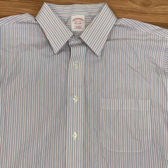 Brooks Brothers Non Iron Striped Dress Shirt 16.5 - Picture 4 of 5